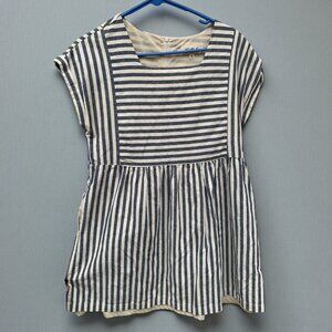 Listicle Blue & Cream Striped Square Neck Dress Medium